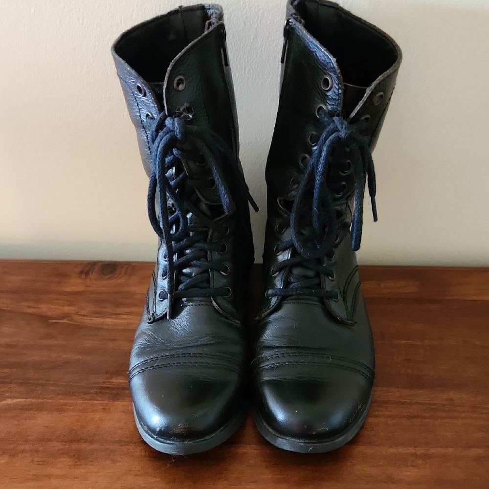 Steve Madden Black Troopa Combat Ankle Boots